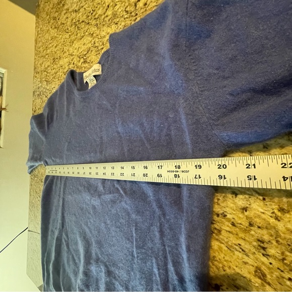 Alexa Grace L Chic Blue Crew Neck Cashmere Cozy Classic Sweater - Picture 7 of 8